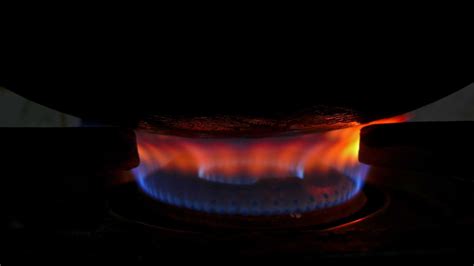 orange flame on gas heater